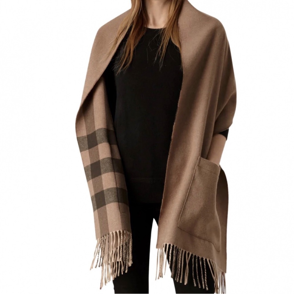 BURBERRY HELENE REVERSIBLE CASHMERE BLEND WRAP / SCARF. - Picture 2 of 14